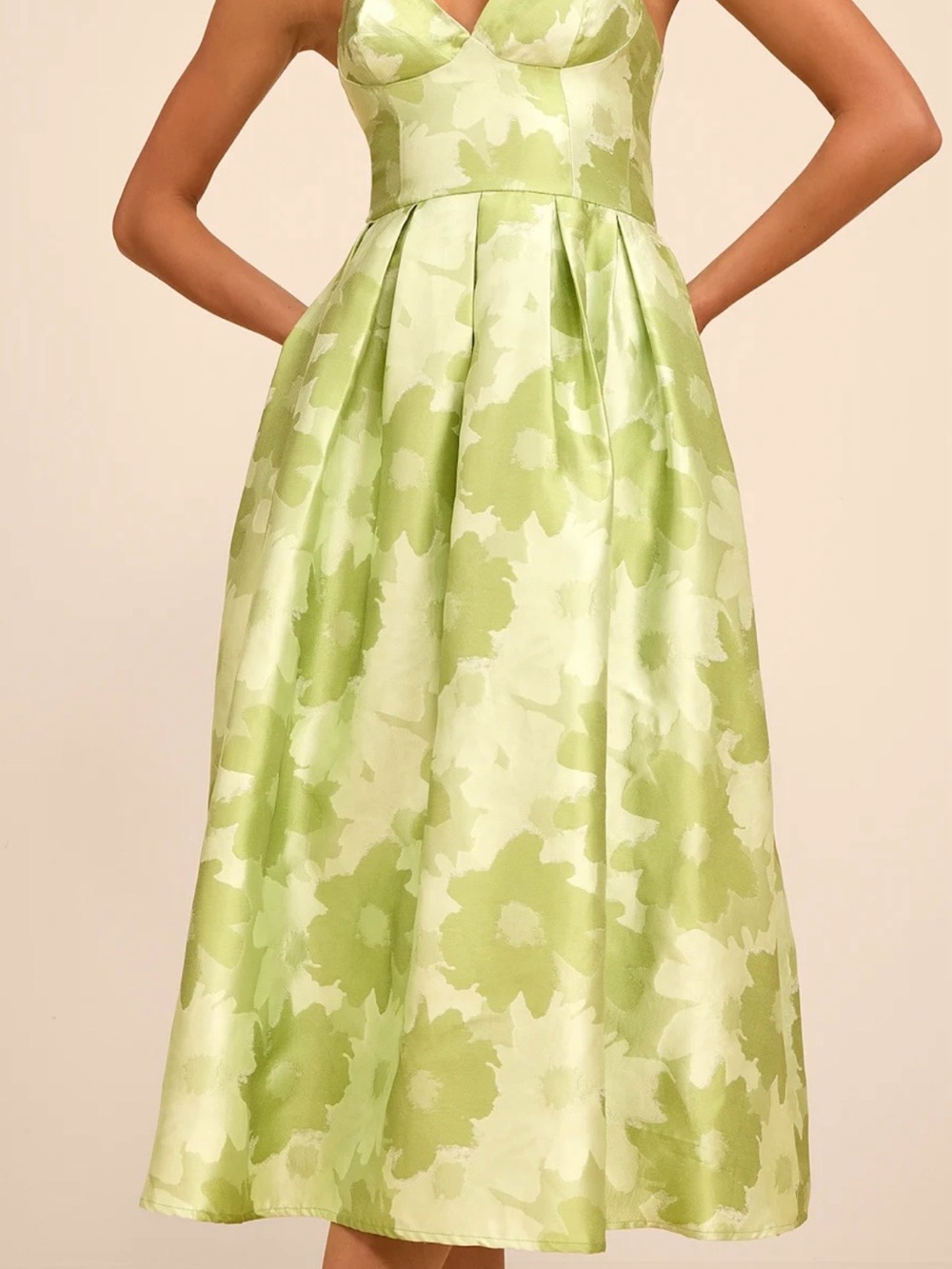 Lulu's Light Sage Spaghetti Adjustable Strap Dress Size M